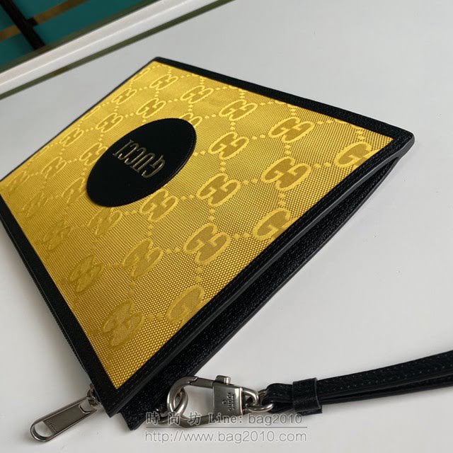 Gucci古馳包包 G家新款手包 625598 古奇黃布/克皮男士手拿包 gdj1404